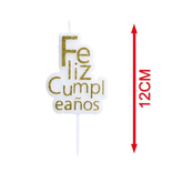 VELAS FELIZ CUMPLEAÑOS EN GLITTER DORADO