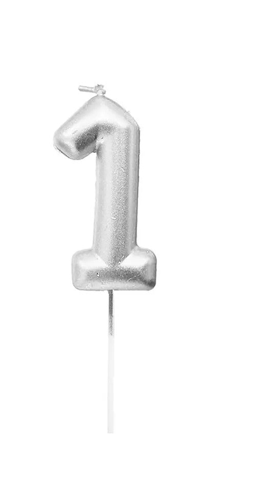 VELA NUMERO 1 PLATEADA