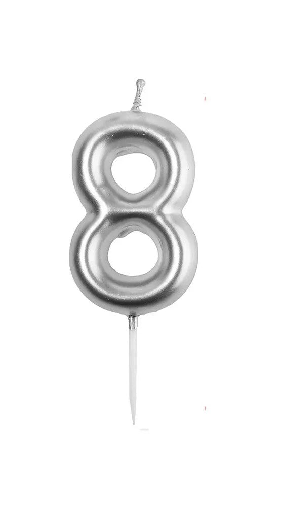 VELA NUMERO 8 PLATEADA
