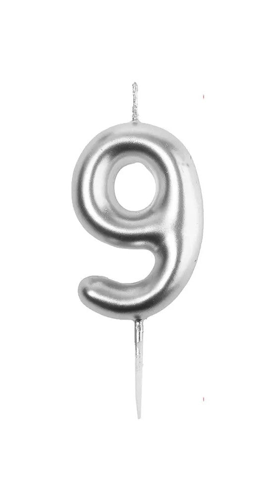 VELA NUMERO 9 PLATEADA