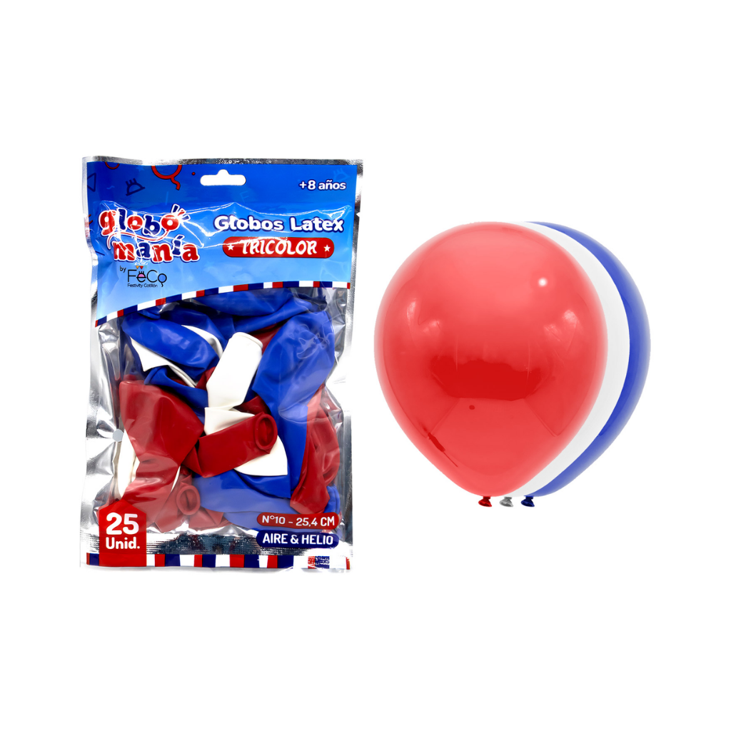 GLOBO 10" TRICOLOR X 25 UNI