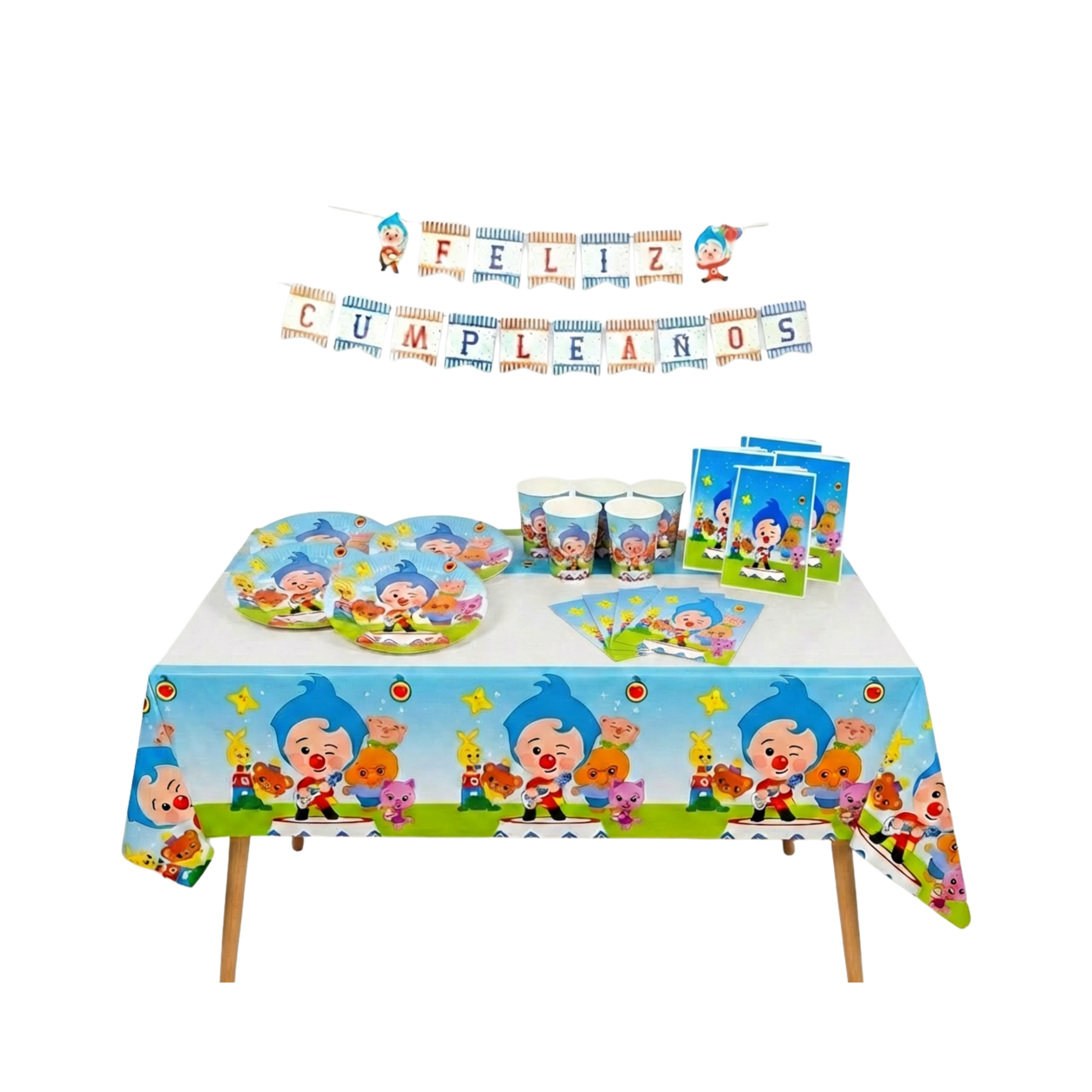 decoracion plim plim platos vasos mantel cumpleaños niños