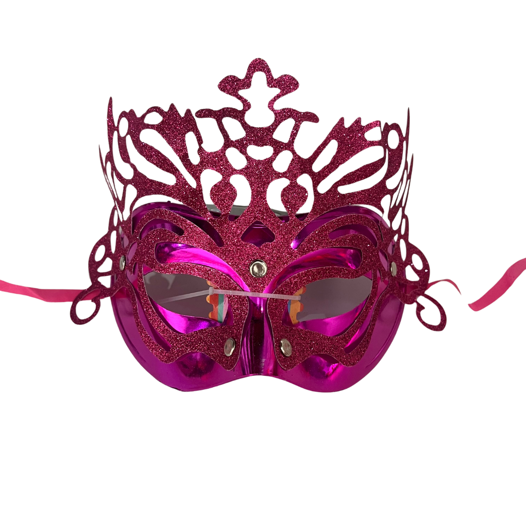 Antifaz brillo grande fucsia