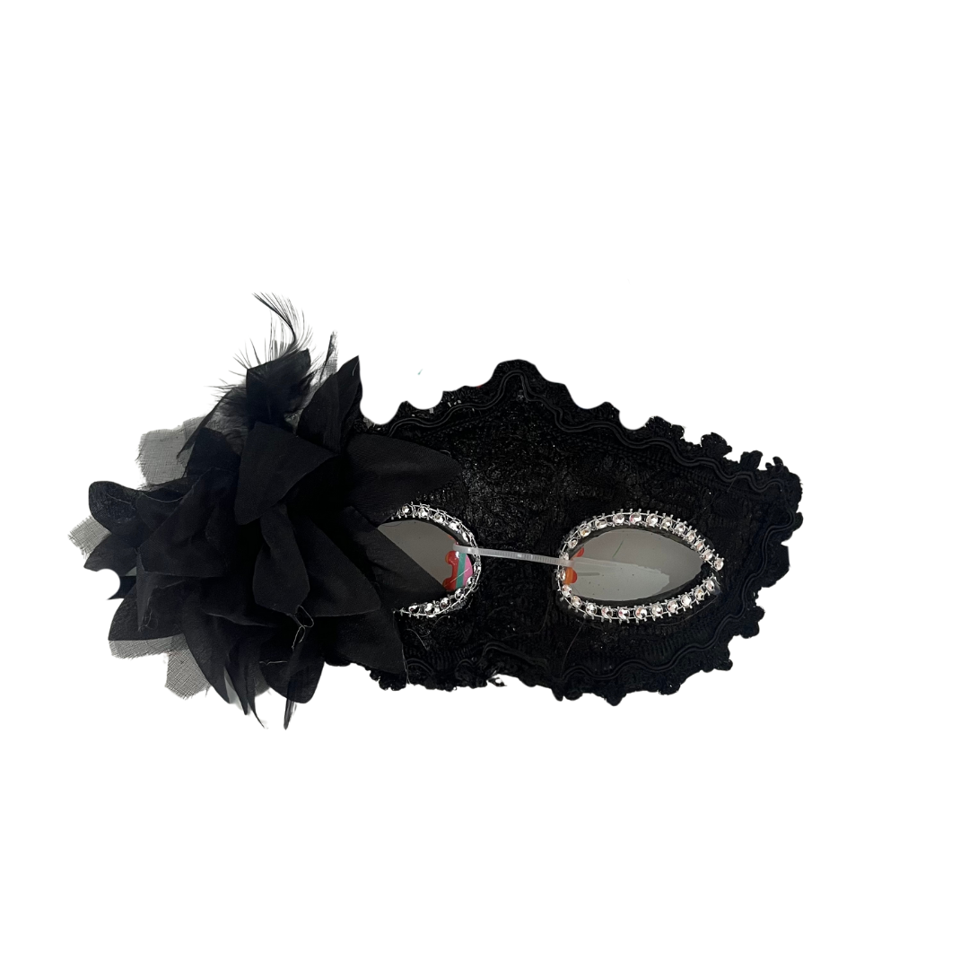 Antifaz veneciano flor negro x1