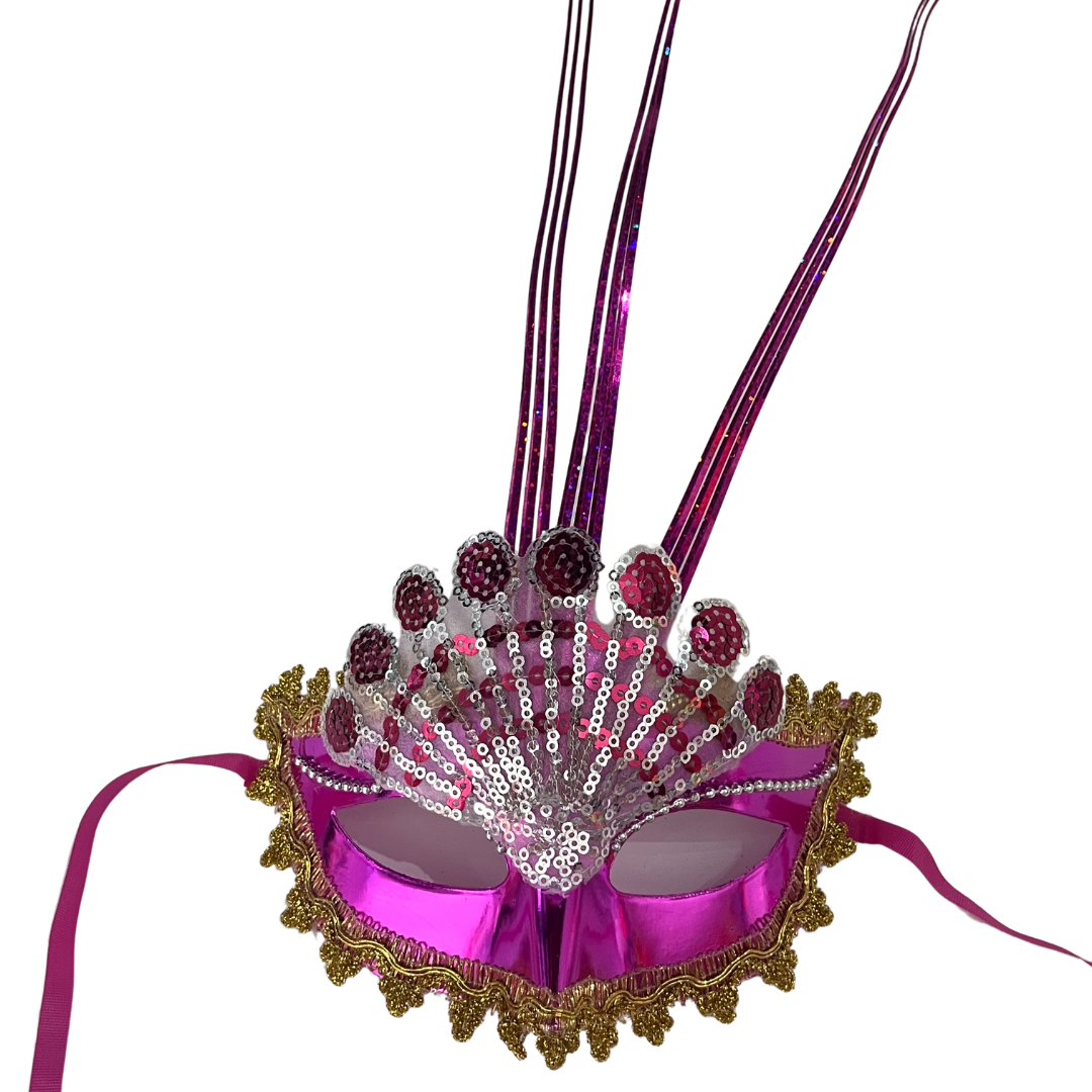 Antifaz veneciano abanico fucsia x1