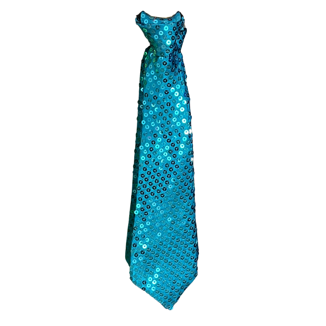 Corbata lentejuelas celeste 8x37 m