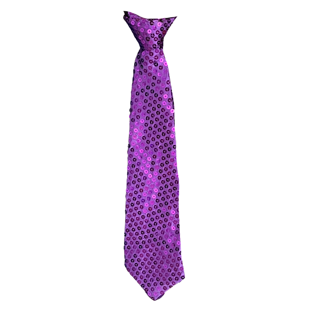Corbata lentejuelas morada 8x37 cm