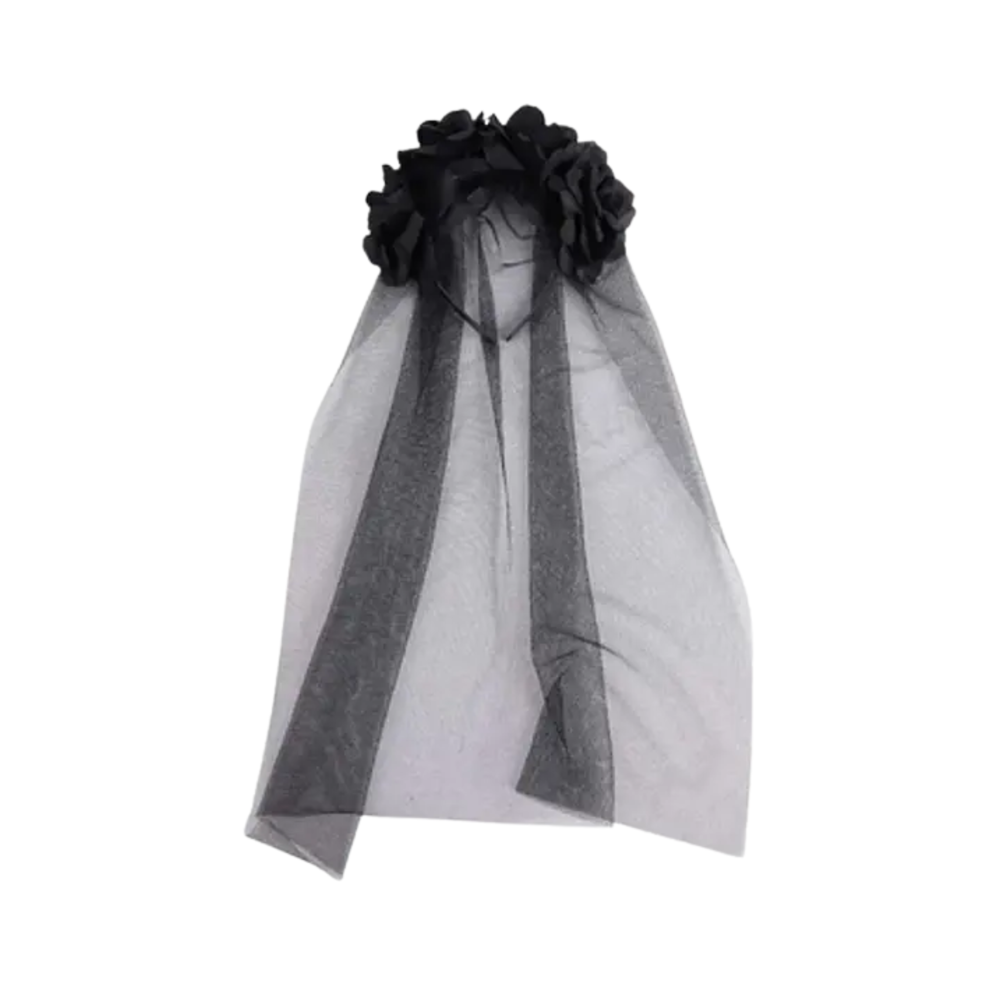CINTILLO FLORES CON VELO NEGRO