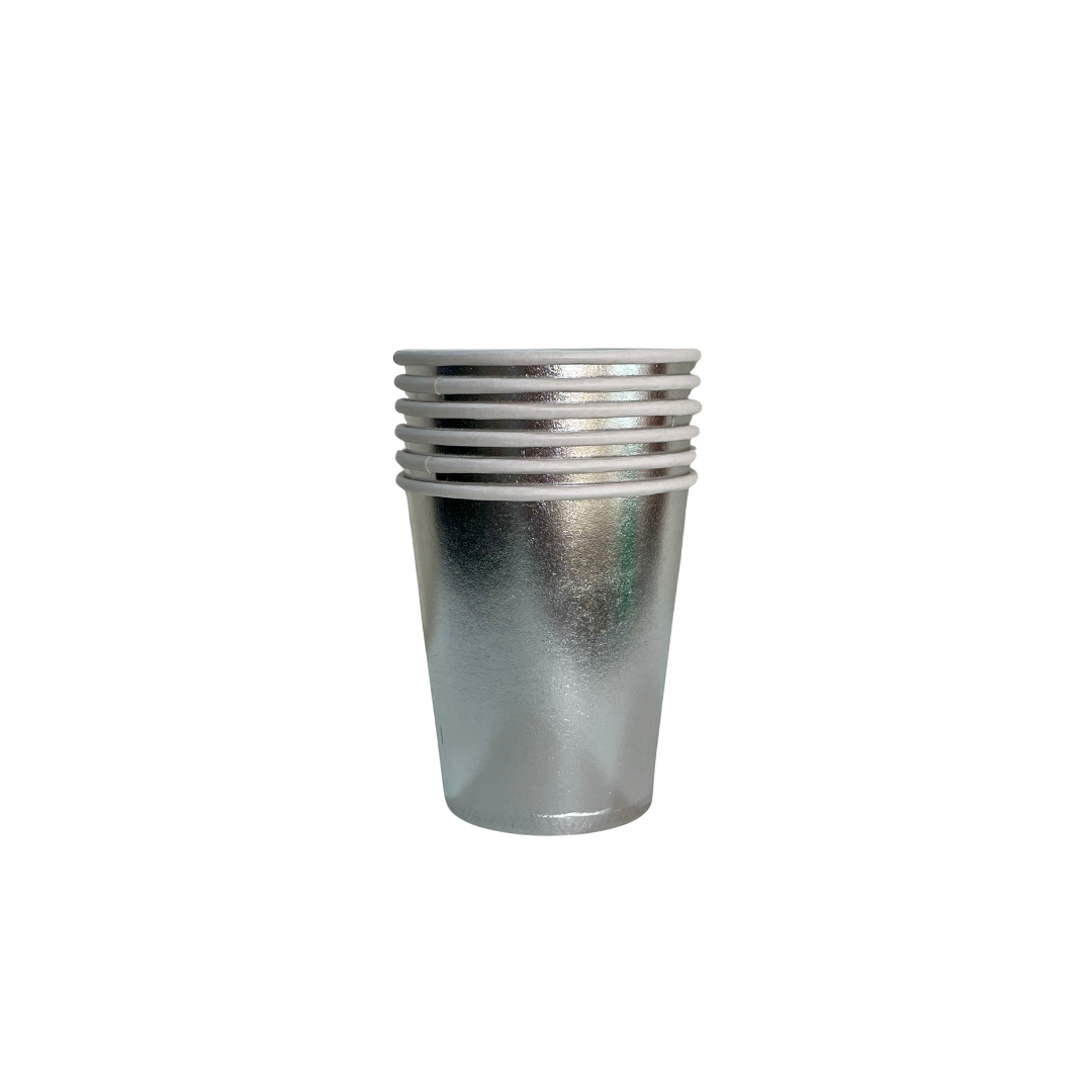 VASO POLIPAPEL METALIZADO PLATEADO X6