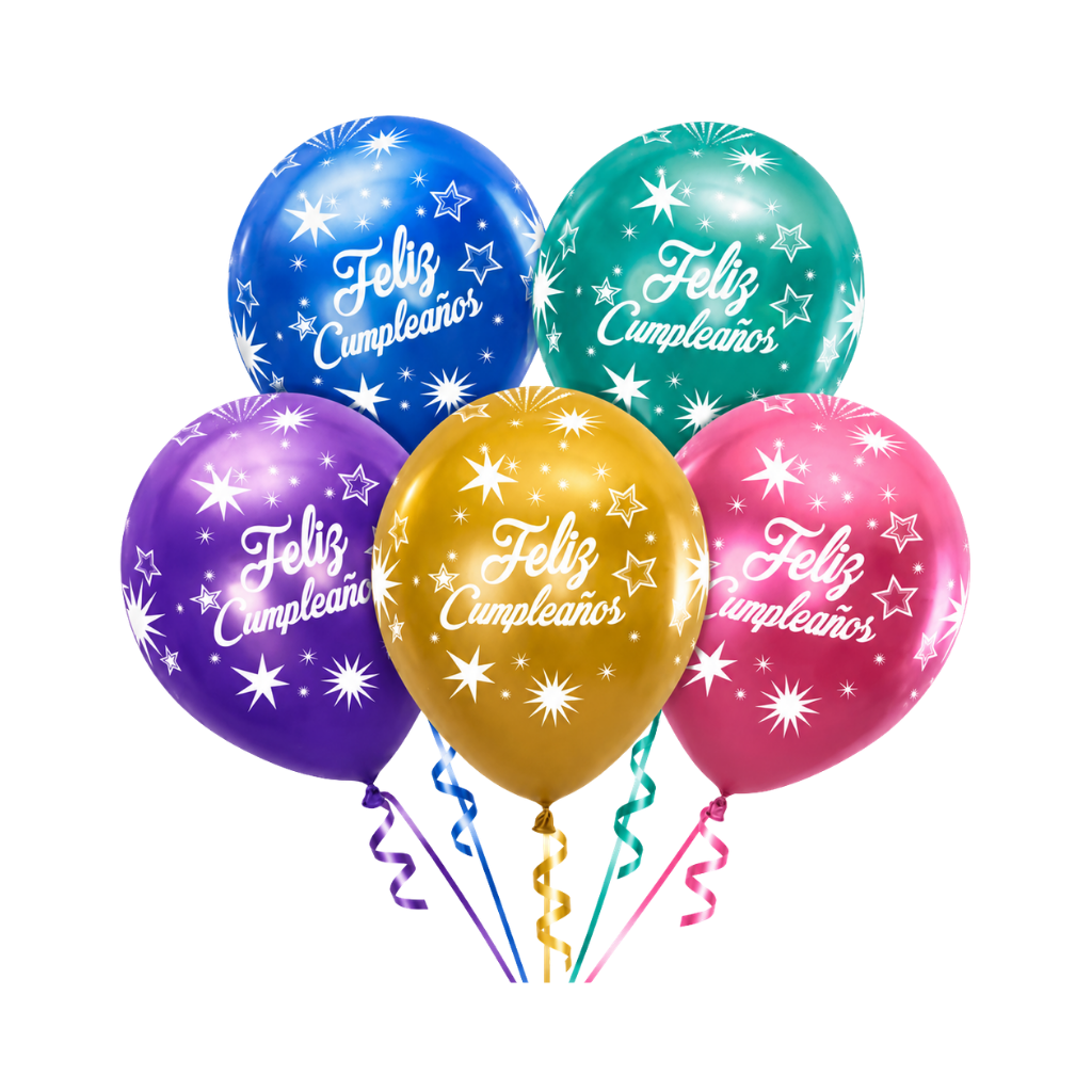 Globo Cromado “Feliz Cumpleaños” x5 Unidades