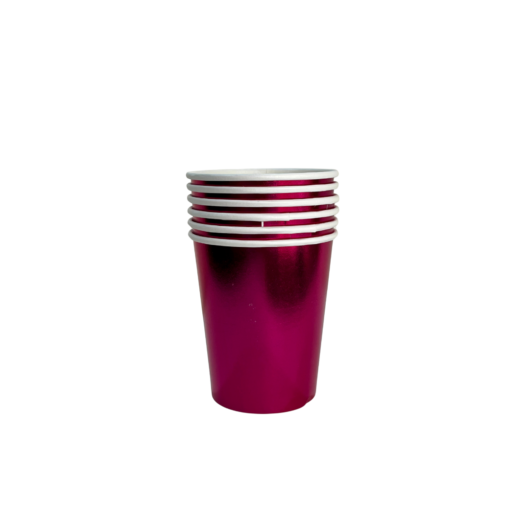 VASO POLIPAPEL METALIZADO FUCSIA X6