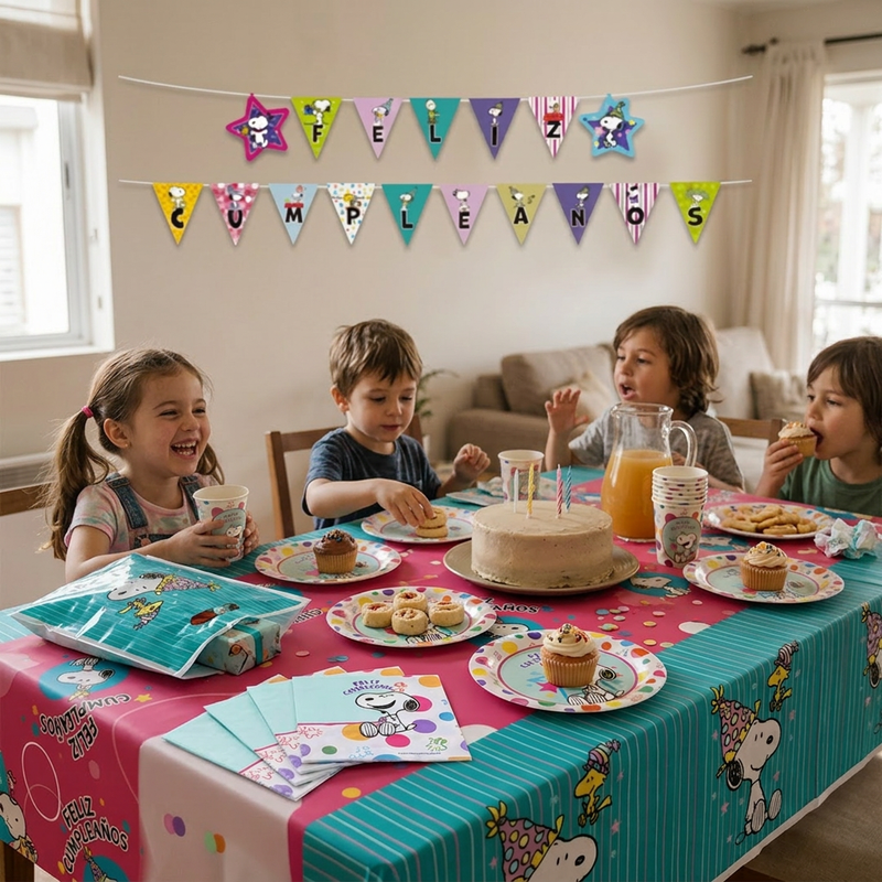 pack cumpleaños snoopy decoracion mesa infantil