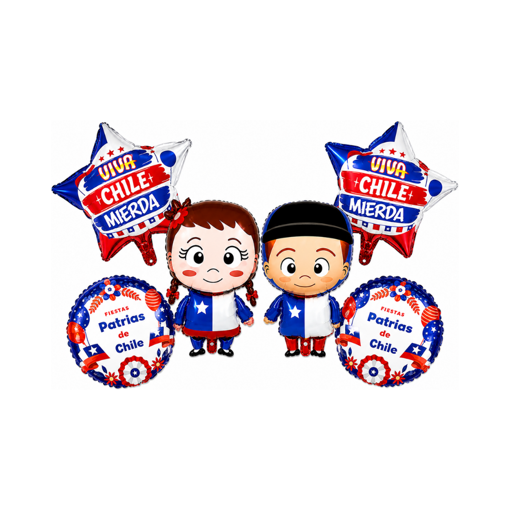 Set Globo Mylar Fiestas Patrias de Chile
