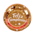 Platos Feliz Cumpleaños Metalizados 18 cm x6 Unidades