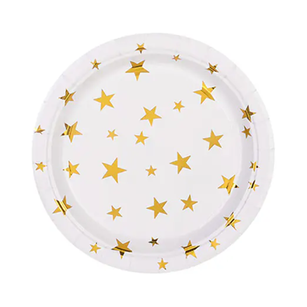 Platos Estrellas Metalizadas 18 cm x6 Unidades