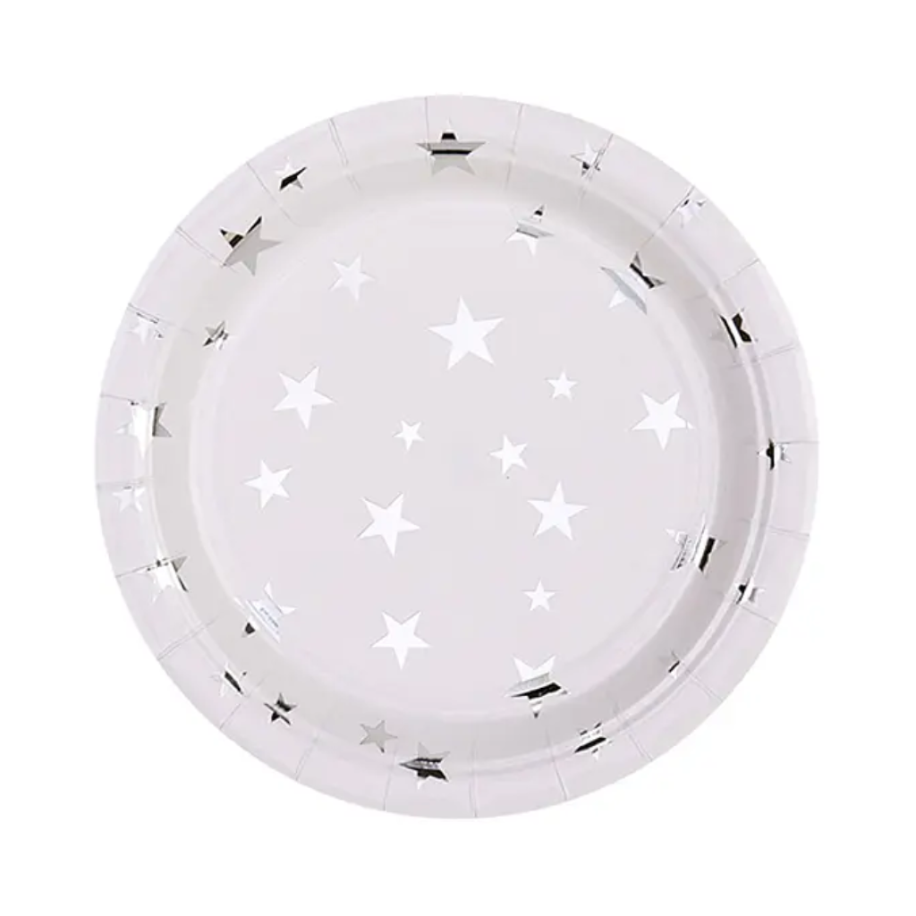 Platos Estrellas Metalizadas 18 cm x6 Unidades
