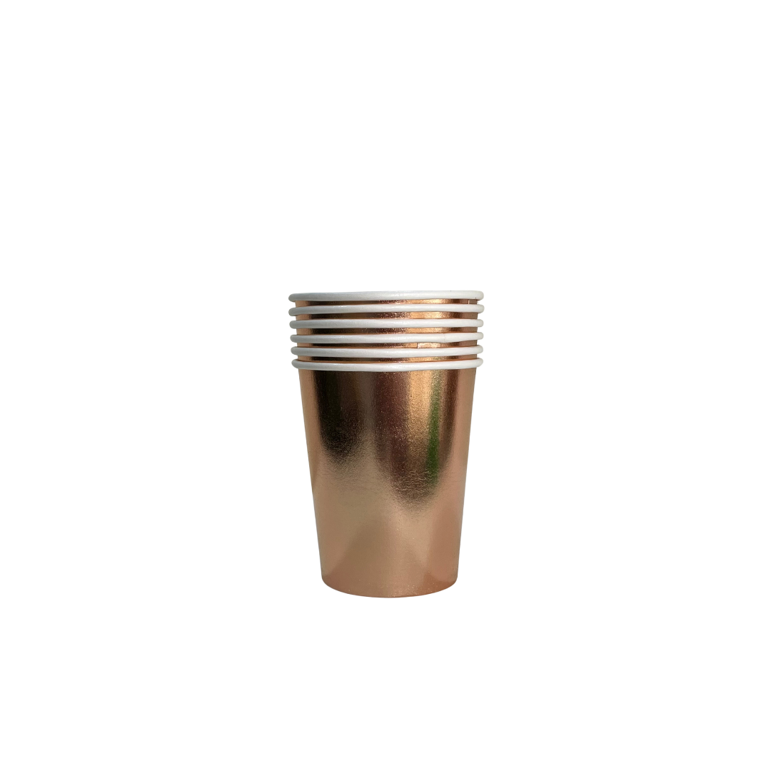 VASO POLIPAPEL METALIZADO ROSADO X6