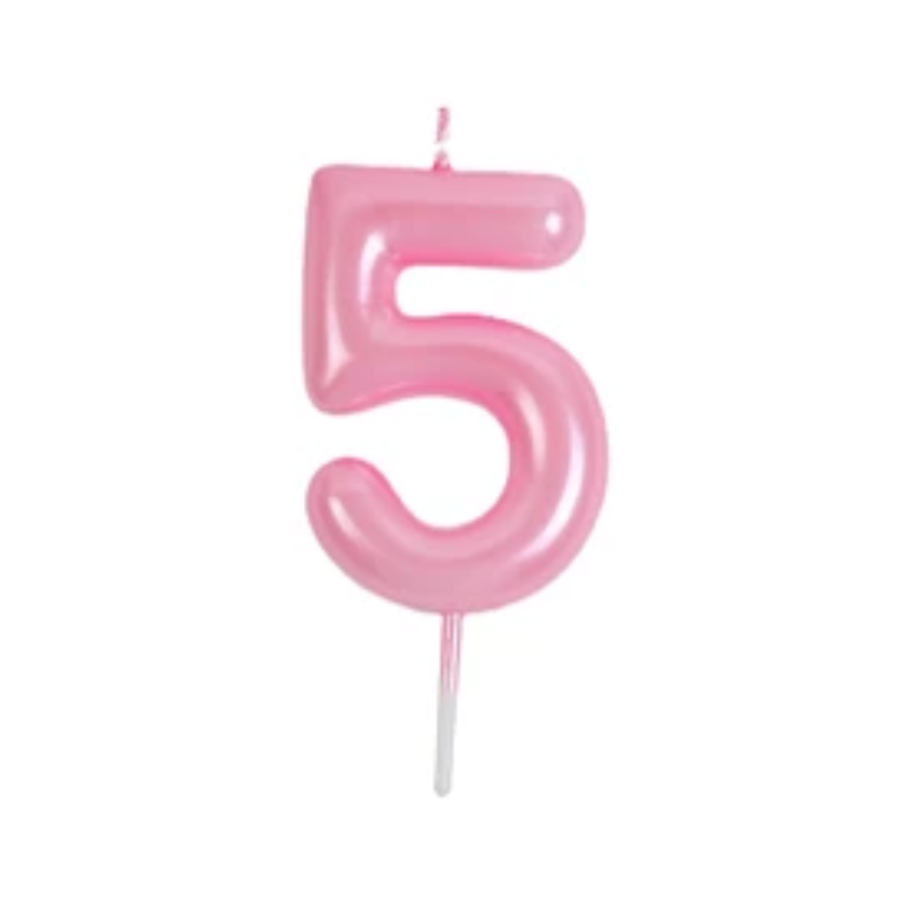 VELA NUMERO 5 ROSADA