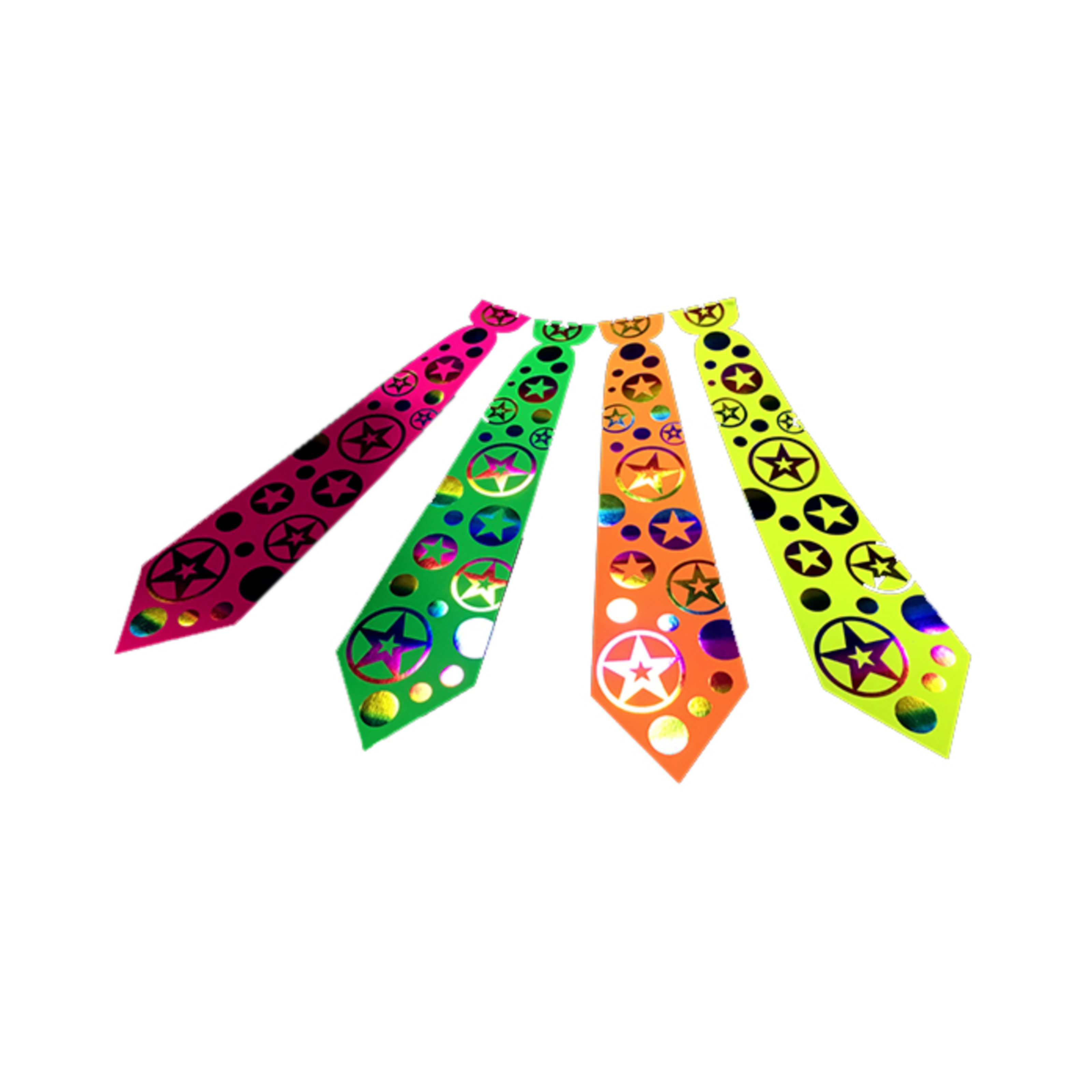 Corbatas Carton Fluor Estrellas y Circulos x 6un