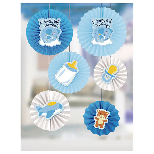 SET ABANICO BABY SHOWER CELESTE 40-30-20 CM