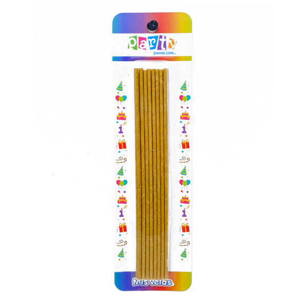 VELONCITO GLITTER 17 CM DORADO 16 UNIDADES