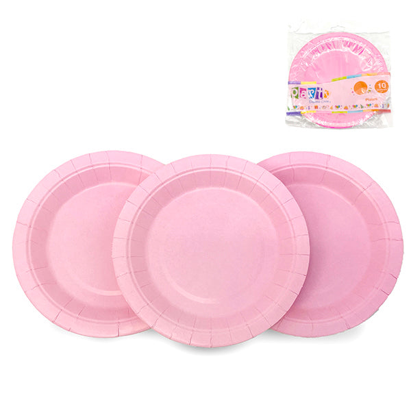 PLATO CARTON 18 CM ROSADO X 10
