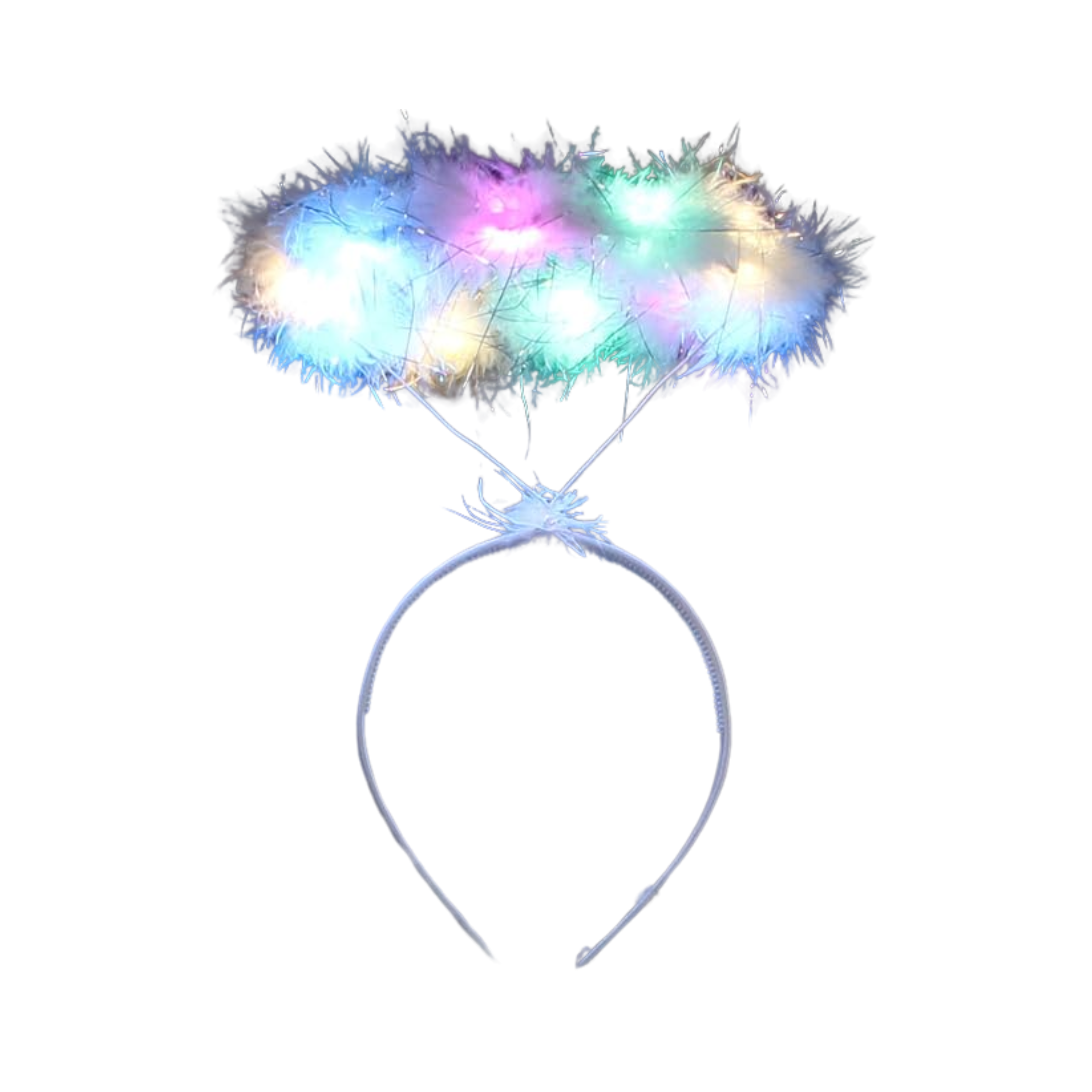 CINTILLO HALO PLUMA BLANCO CON LUZ