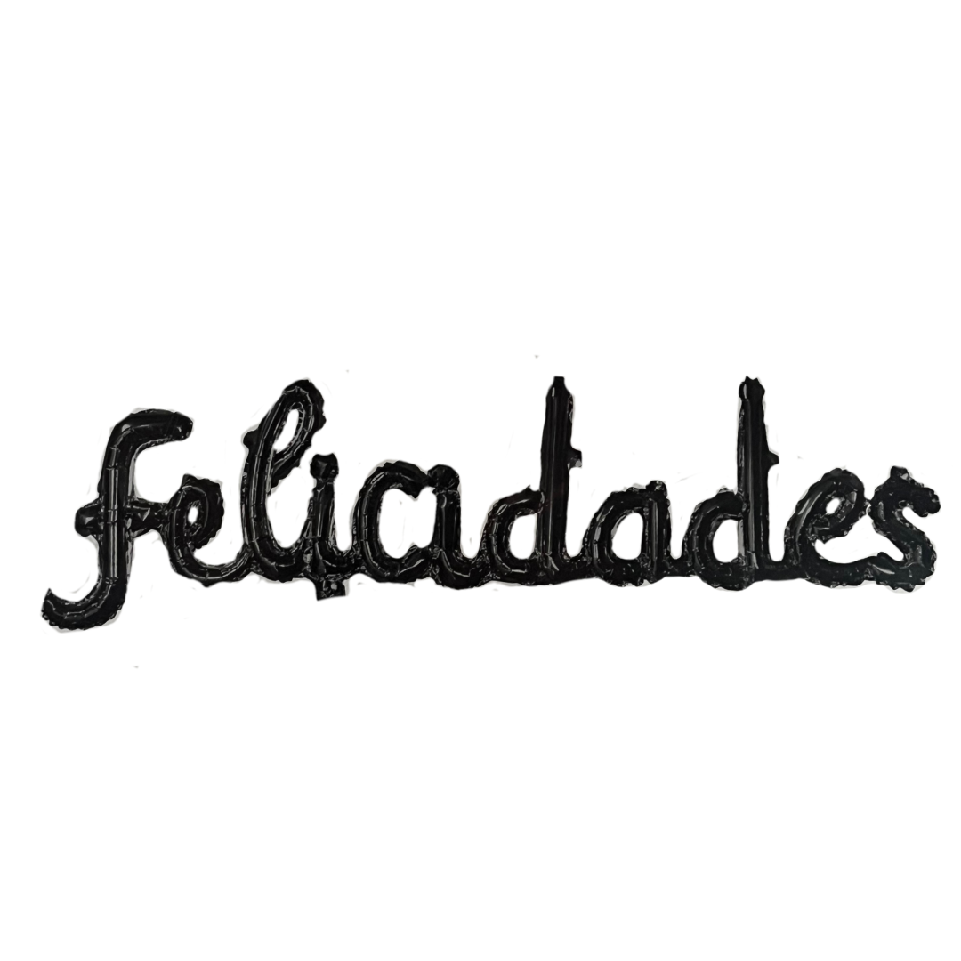 Globo felicidades cursivo negro
