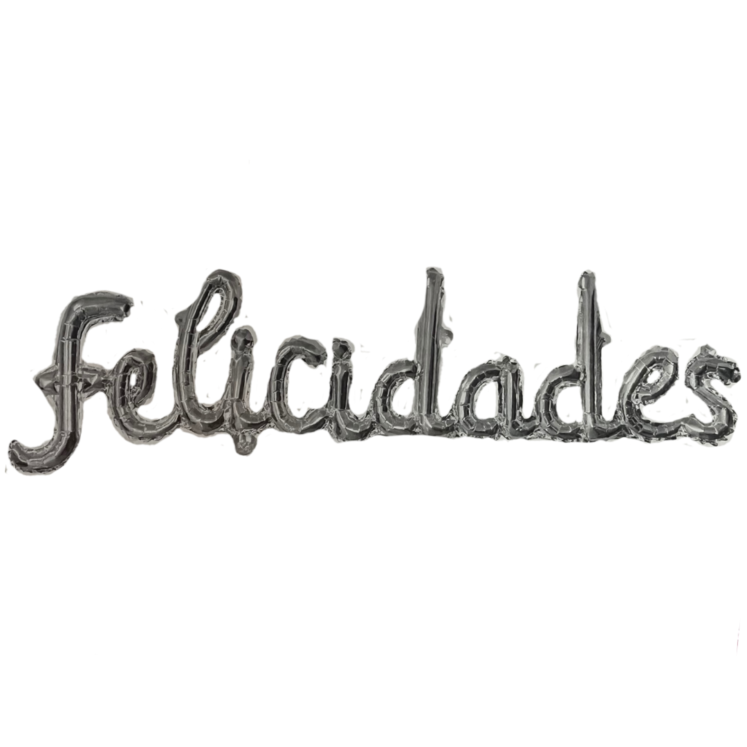Glogo felicidades cursivo plateado