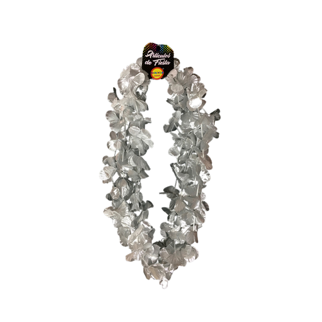 COLLAR FLOR PLATEADO 4 UNIDADES