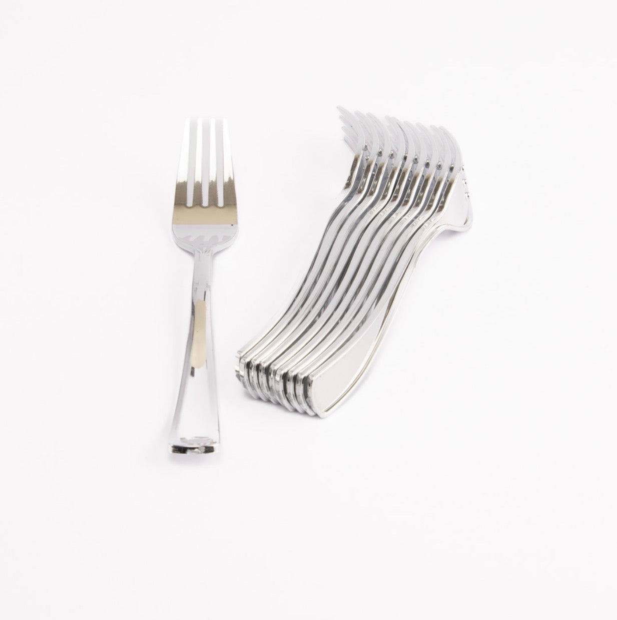 TENEDORES DE PLÁSTICO METALIZADOS X10