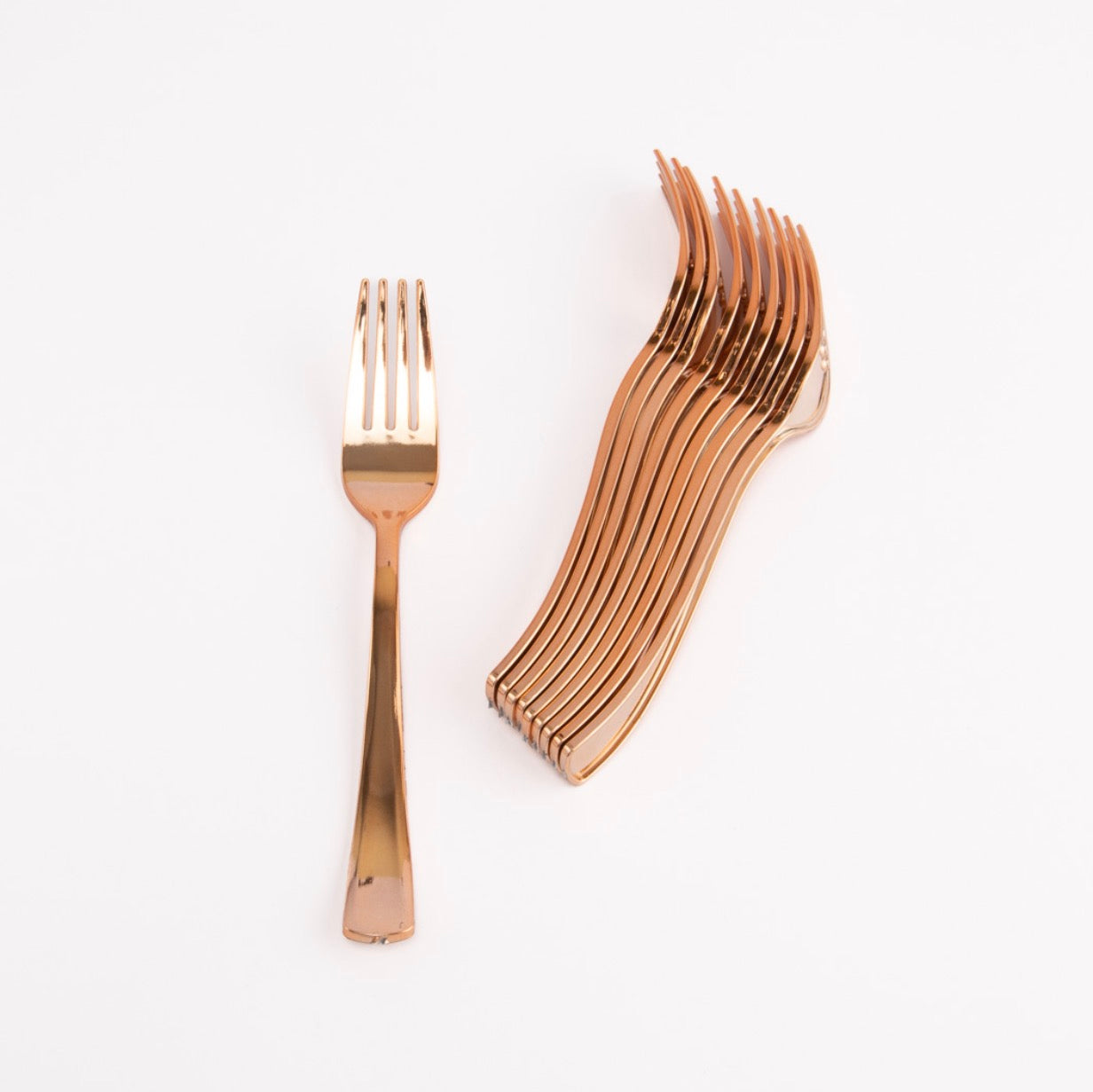 TENEDORES DE PLÁSTICO METALIZADOS X10