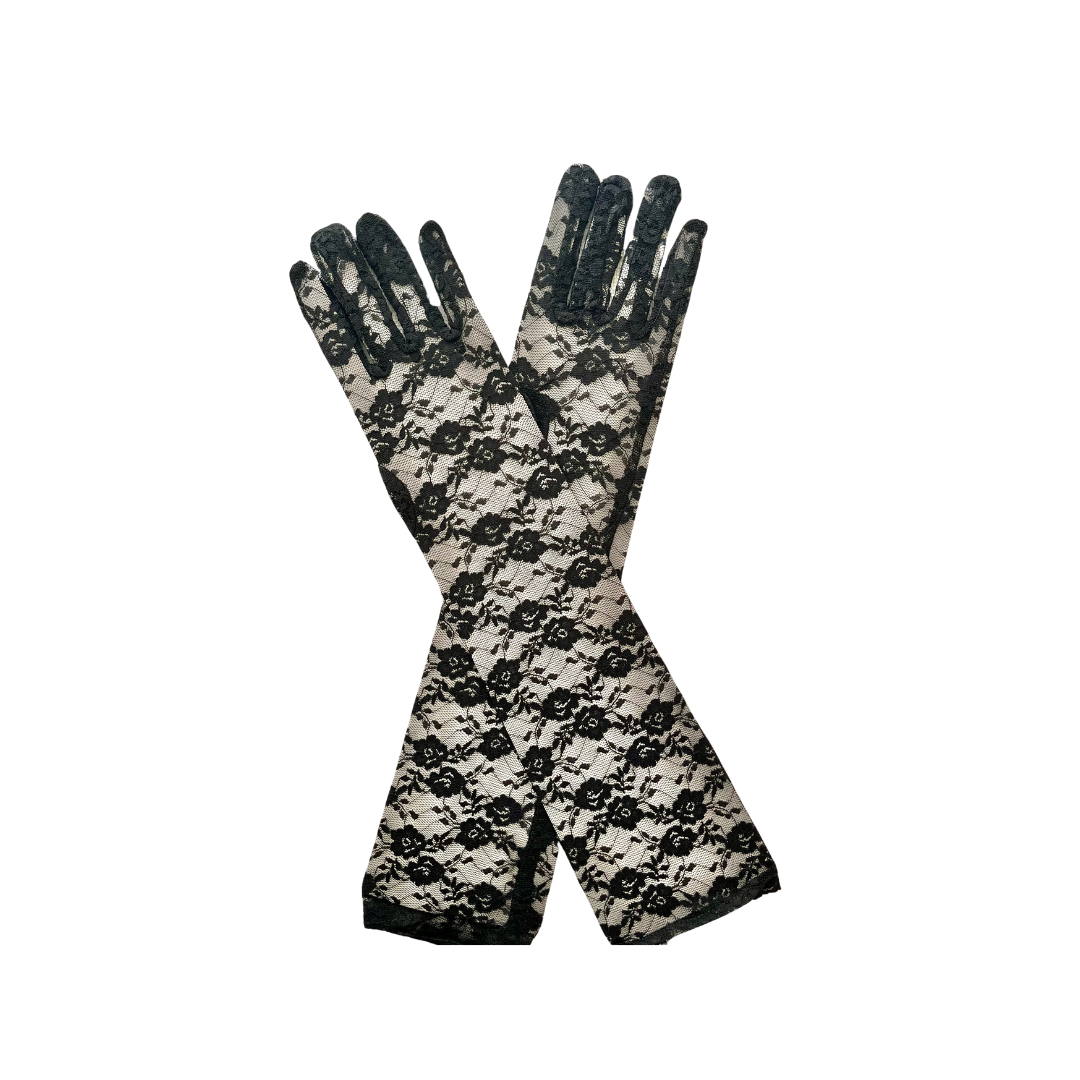 GUANTE ENCAJE 45 CM NEGRO