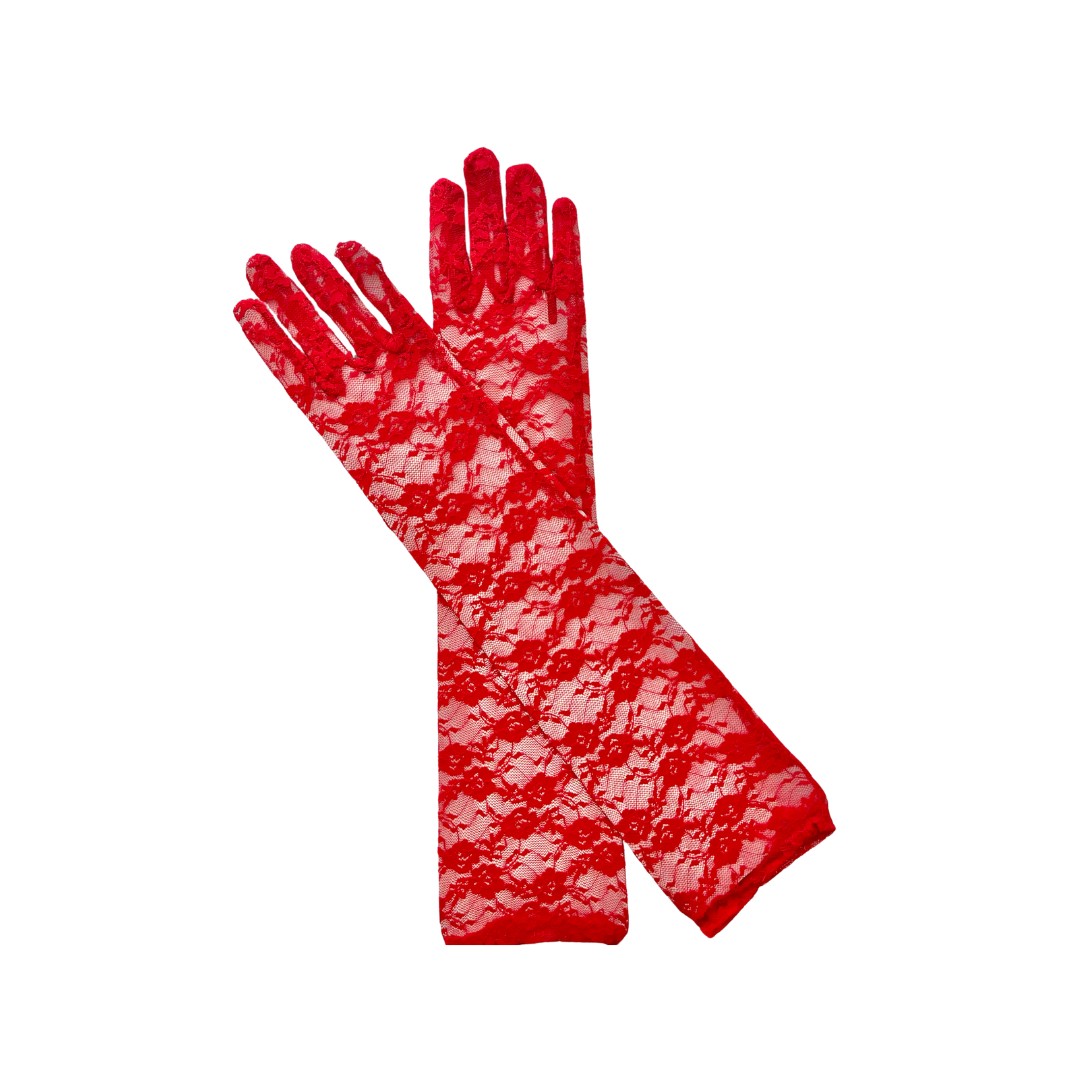 GUANTE ENCAJE 45 CM ROJO