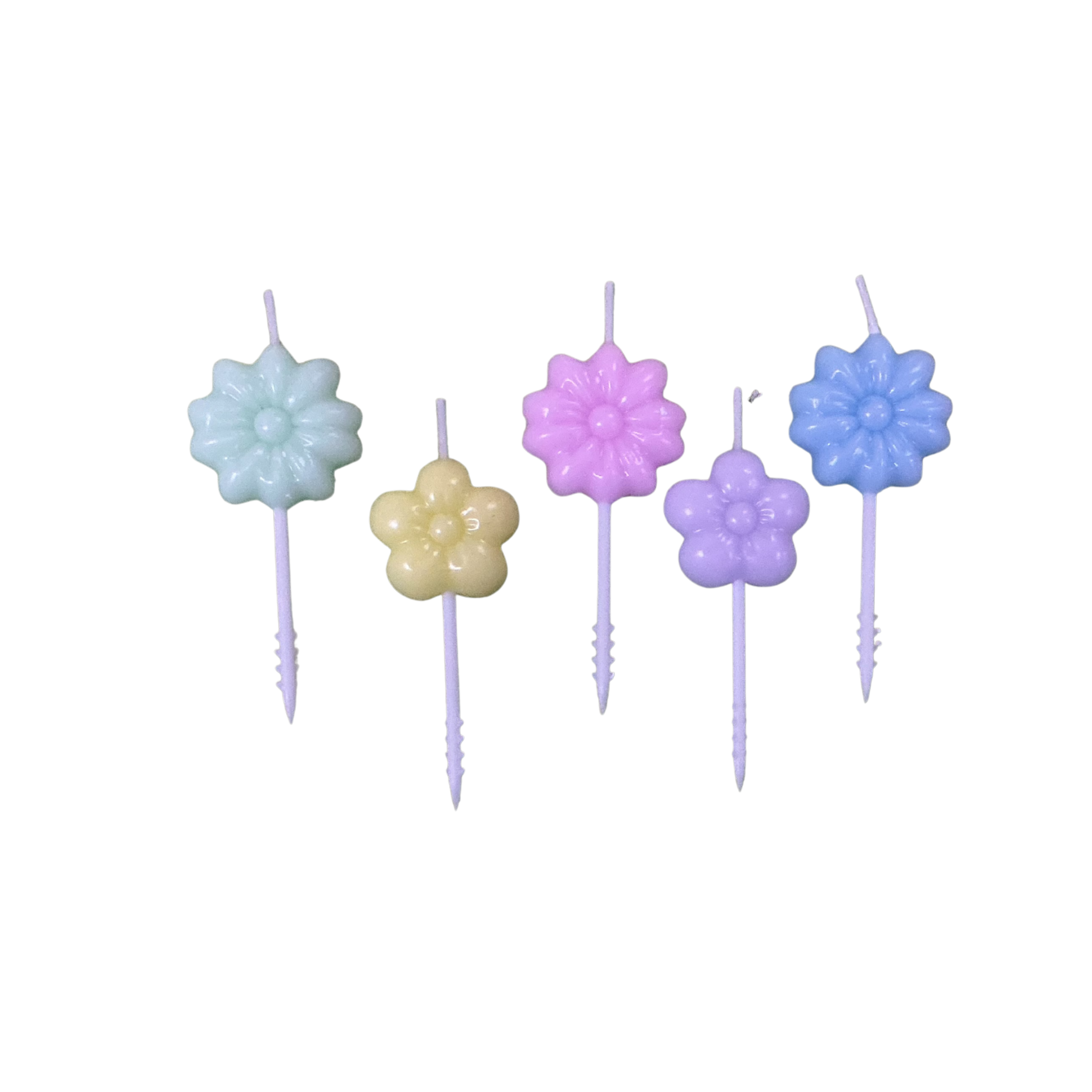 VELAS FLORES COLORES PASTELES X5