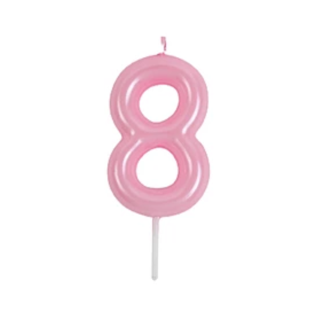 VELAS NÚMERO ROSADAS 9CM