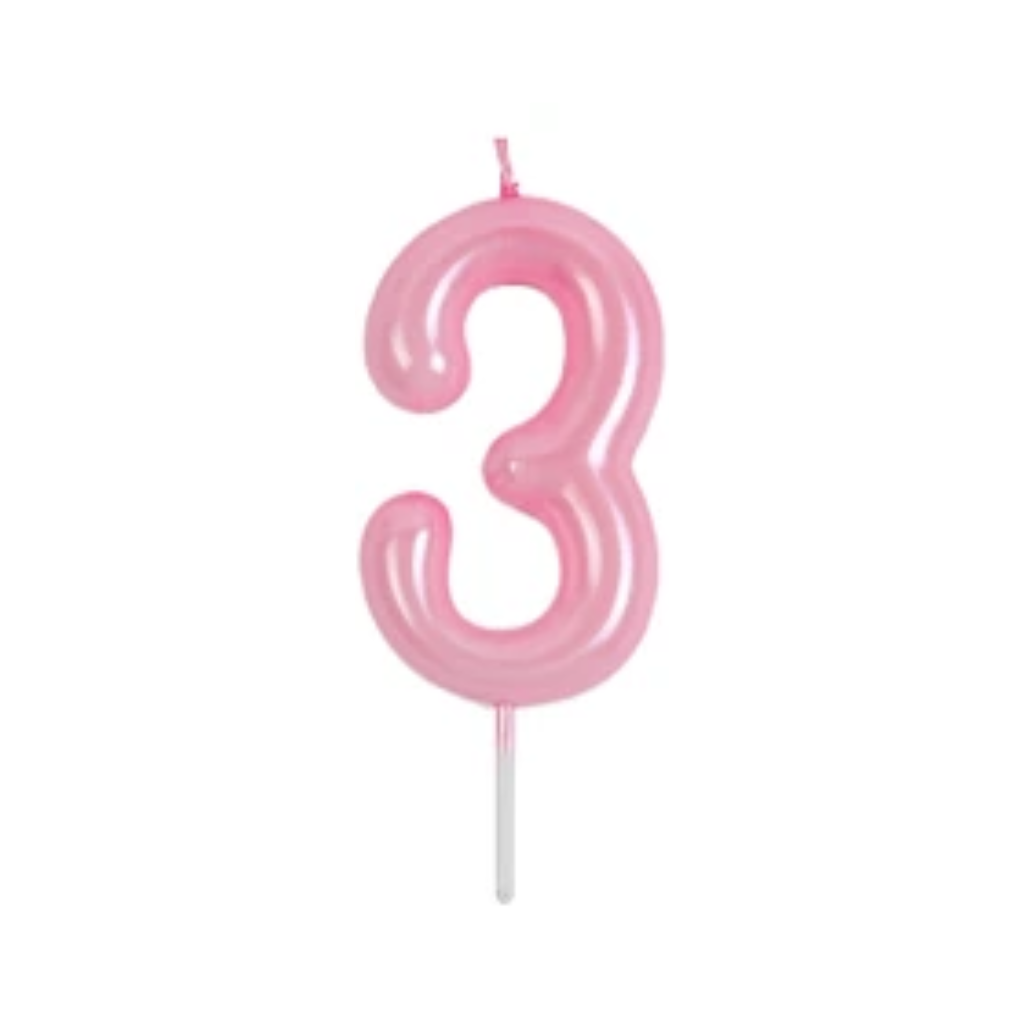 VELAS NÚMERO ROSADAS 9CM