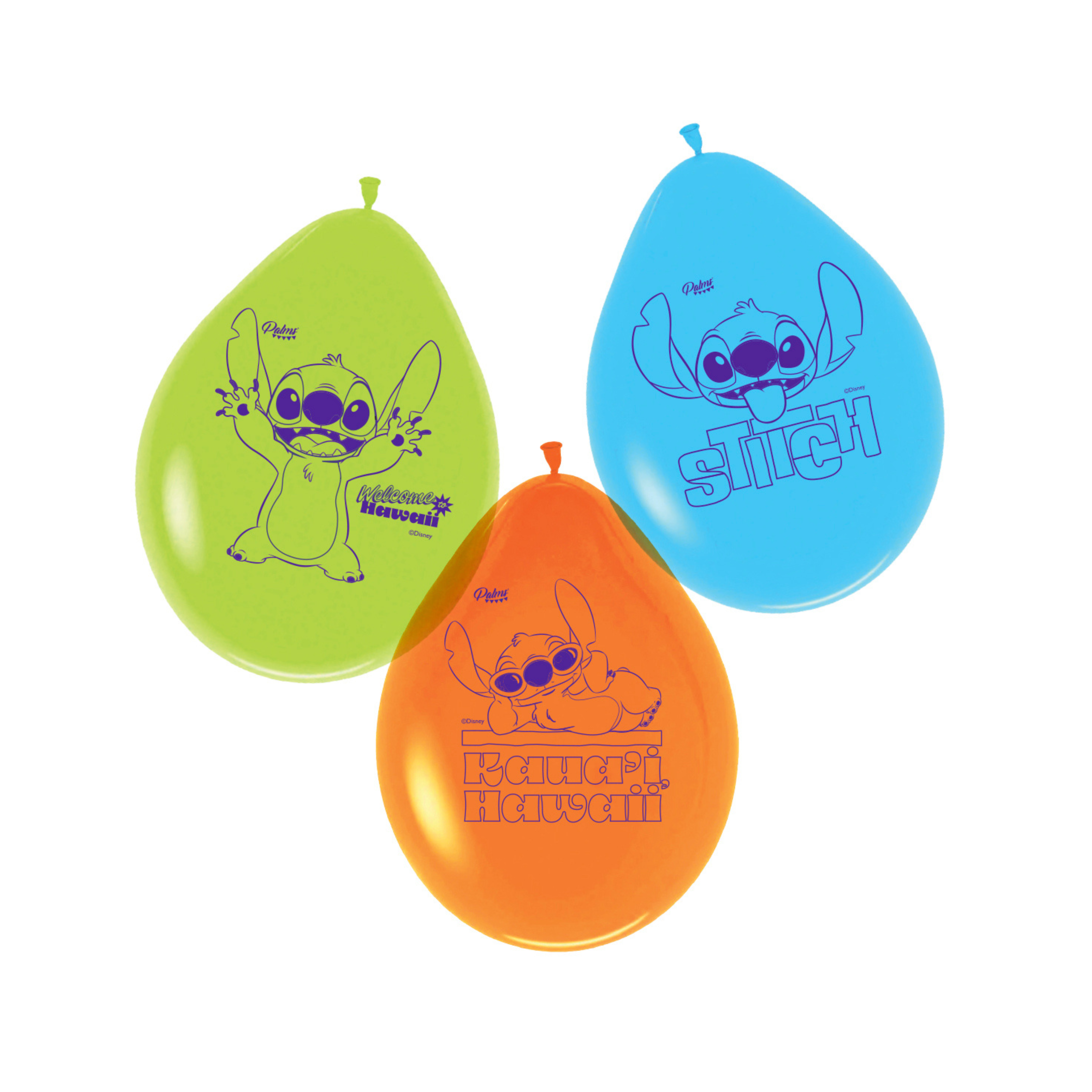 Globos látex Stitch Hawaii x12 de 30 cm