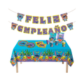 Pack cumpleaños Stitch Hawaii con decoración y vajilla temática