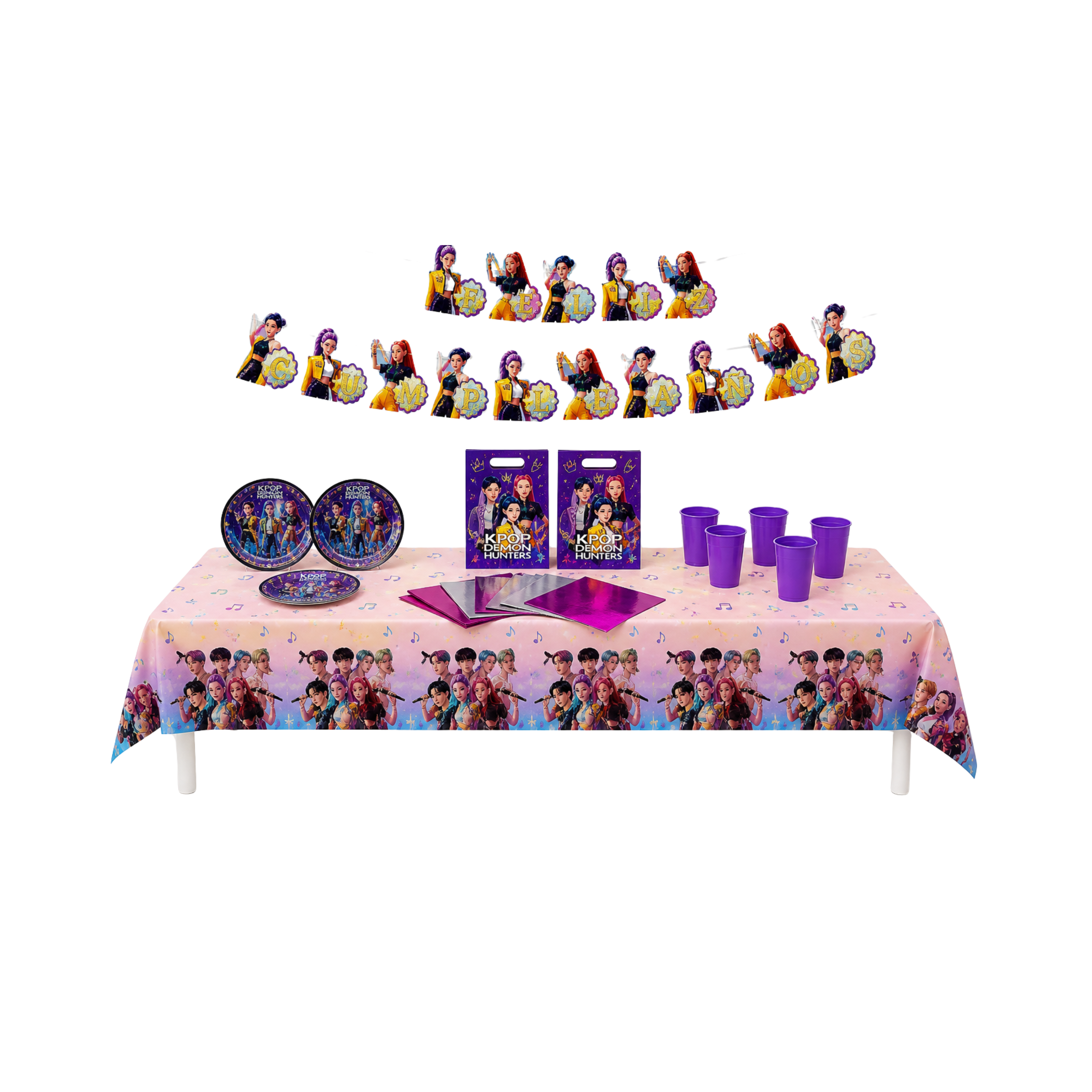 pack cumpleaños kpop guerreras decoración mesa infantil completa