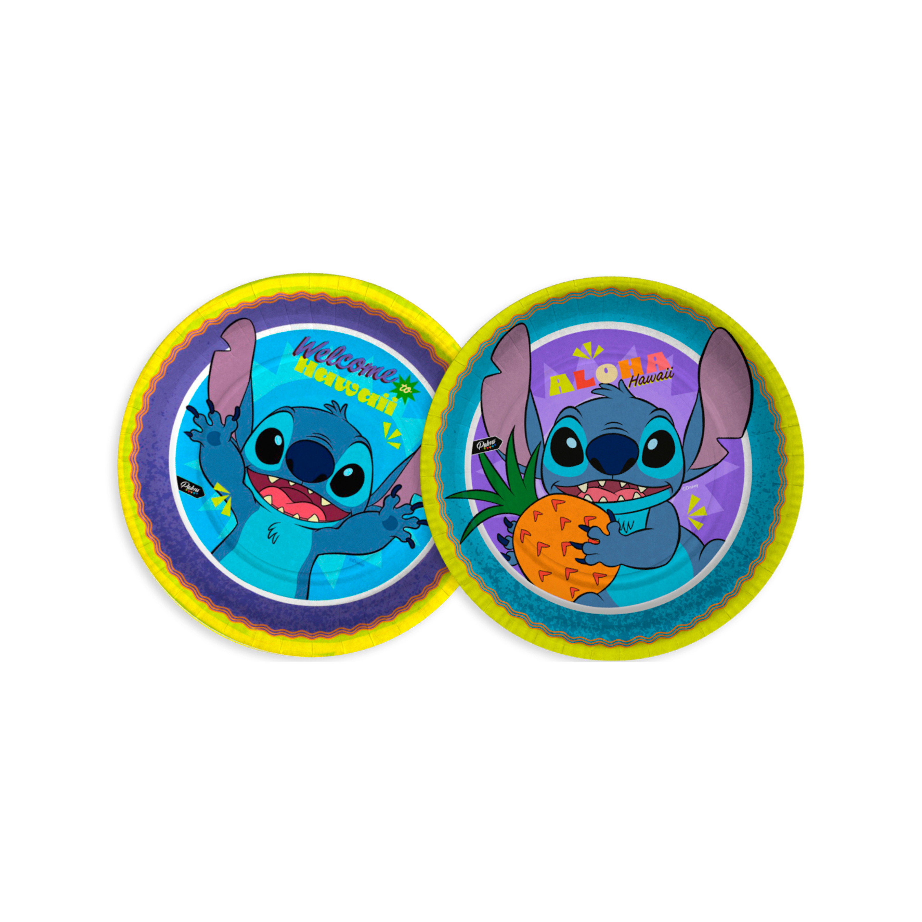 Platos Stitch Hawaii x6 de 18 cm